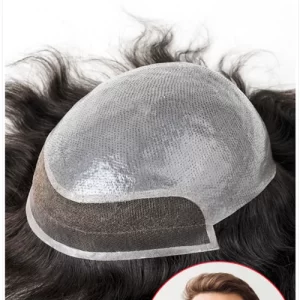 Combo-VC | Custom Men’s V-looped Thin Skin Hair System with French Lace Front